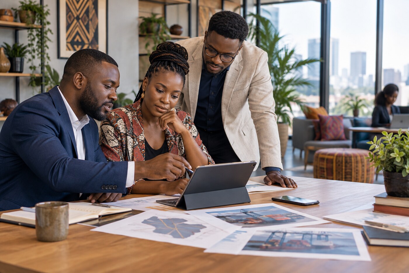 Équipe africaine préparant une offre commerciale